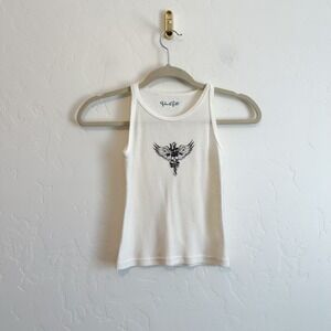 Brandy Melville | Whispering Girl Baby Ribbed High Neck Tank Top in Cream